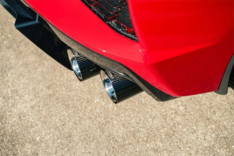 Corsa 2020-2025 Chevrolet Corvette C8 RWD 3in Track Cat-Back Delete Exhaust w/4.5in CF Polished Tips - 21104CF