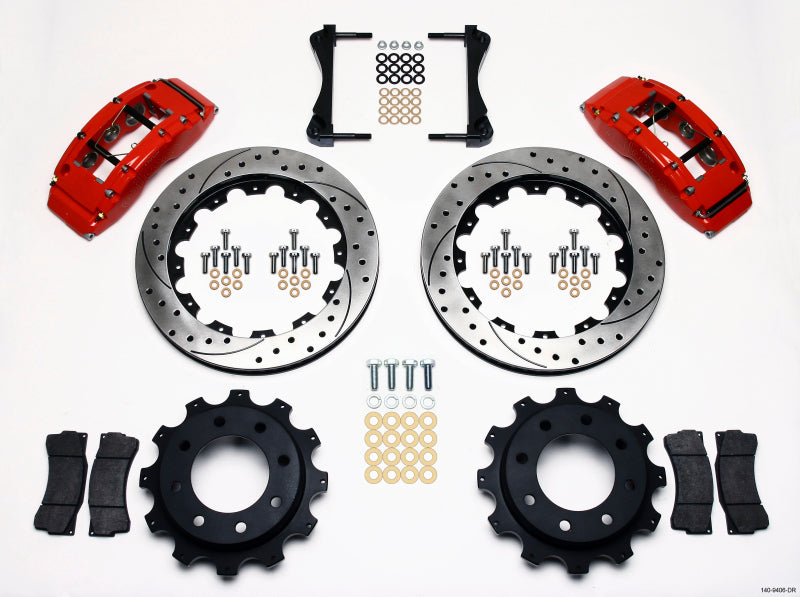 Wilwood TC6R Rear Kit 16.00in Drilled Red 1999-2010 GM Trk 2500 HD 4.84 Cntr - 140-9406-DR
