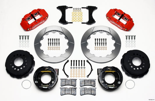 Wilwood Narrow Superlite 4R Rear P-Brk Kit 12.88in Red 2005-2014 Mustang - 140-9221-R