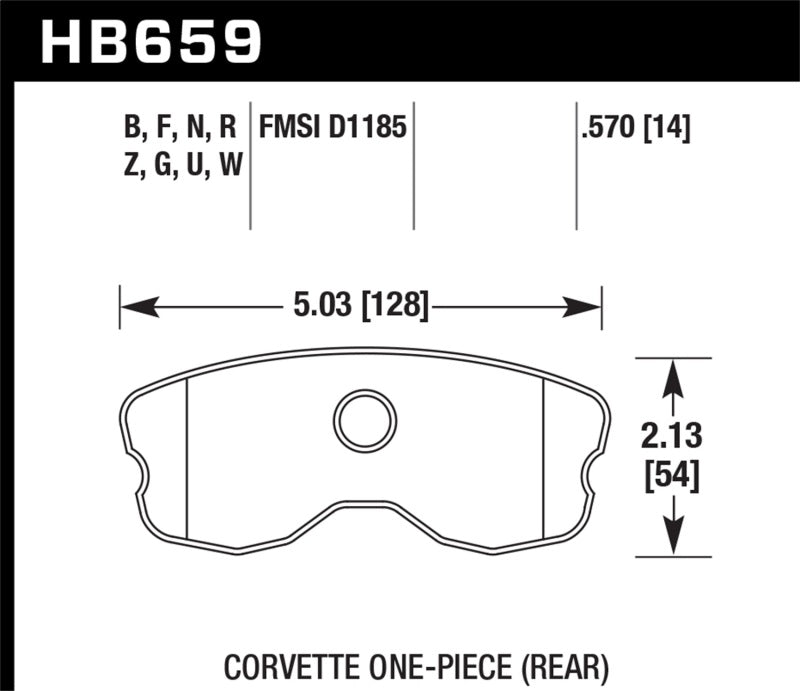 Hawk DTC-80 06-13 Chevy Corvette Z06 Rear 1-Piece Race Brake Pads - HB659Q.570