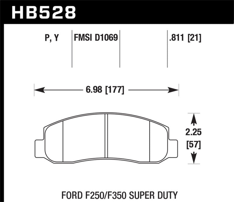 Hawk 05-11 Ford F250/F350 / 2011 Ford F550 SuperDuty Street Front Brake Pads - HB528P.811