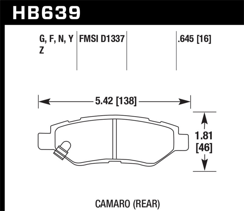 Hawk Camaro V6 Performance Ceramic Street Rear Brake Pads - HB639Z.645