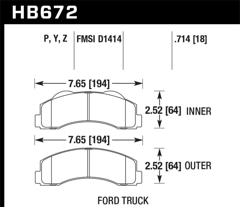 Hawk 10-11 Ford Expedition/F-150 SVT Raptor / 10-11 F-150 Front Street Brake Pad - HB672Y.714