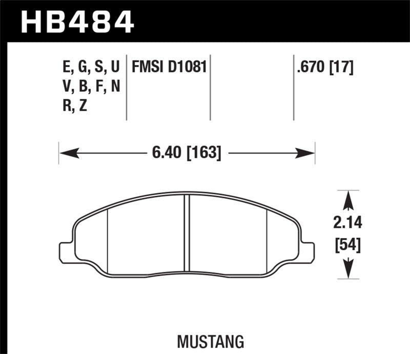 Hawk 05-10 Ford Mustang GT & V6 / 07-08 Shelby GT Performance Ceramic Street Front Brake Pads - HB484Z.670