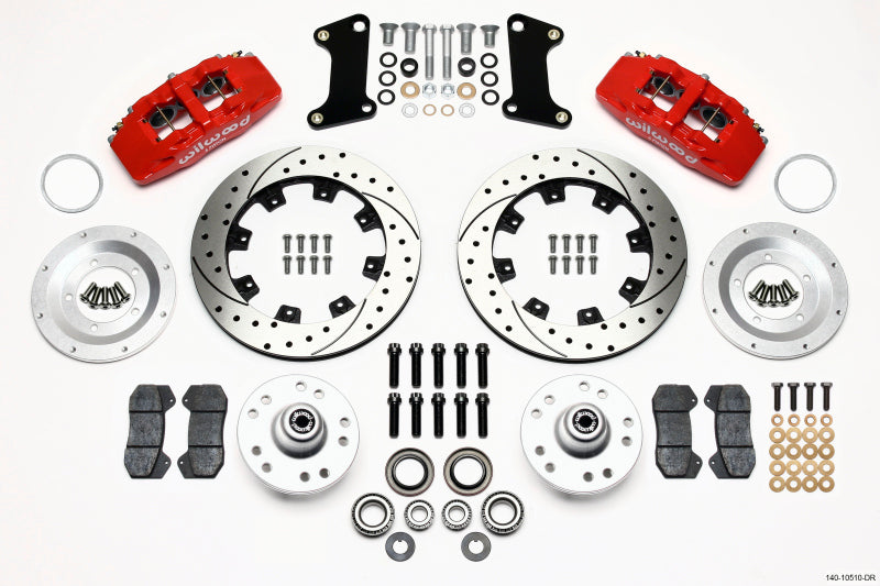 Wilwood Dynapro 6 Front Hub Kit 12.19in Drilled Red 67-69 Camaro 64-72 Nova Chevelle - 140-10510-DR