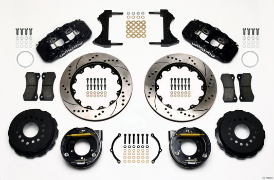 Wilwood AERO4 Rear P-Brake Kit 14.00in Drilled 2005-2014 Mustang - 140-10950-D