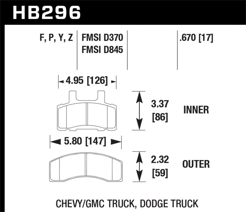 Hawk LTS Street Brake Pads - HB296Y.670