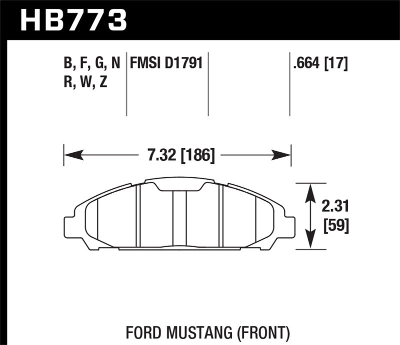 Hawk 15-17 Ford Mustang HPS 5.0 Front Brake Pads - HB773B.664