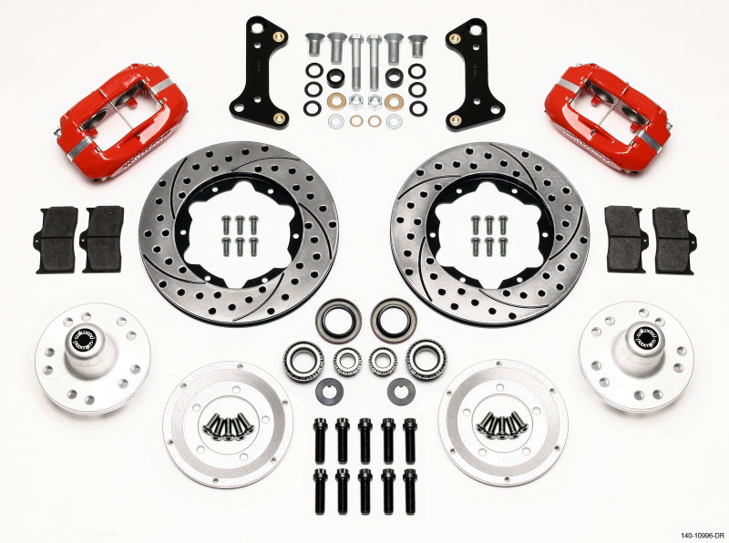 Wilwood Forged Dynalite Front Kit 11.00in Drill-Red 67-69 Camaro 64-72 Nova Chevelle - 140-10996-DR