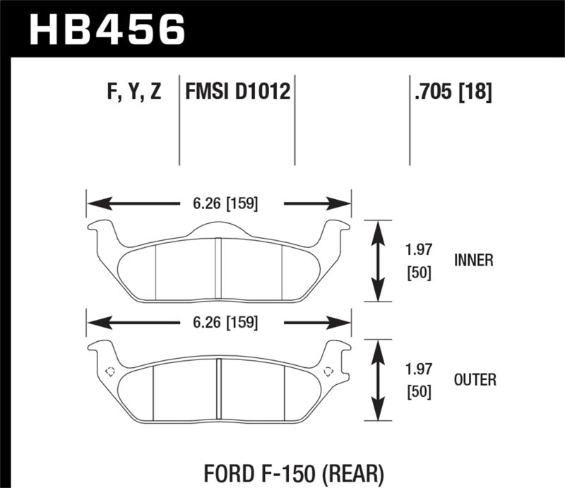 Hawk 04-11 Ford F-150 Rear HPS Street Brake Pads - HB456F.705