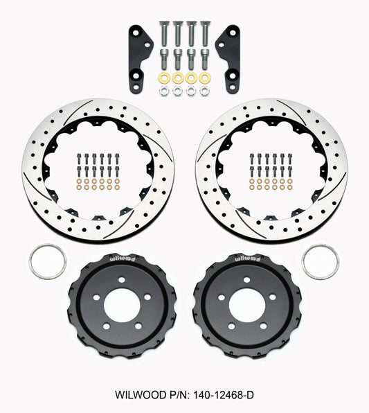 Wilwood Pro-Matrix Rear Kit Drilled 05-12 Mustang GT (2pc Hat/Rtr) - 140-12468-D