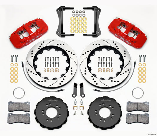 Wilwood AERO6 Front Hat Kit 14.00 Drilled Red 2005-2014 Mustang w/ BMR Suspn. w/Lines - 140-13685-DR