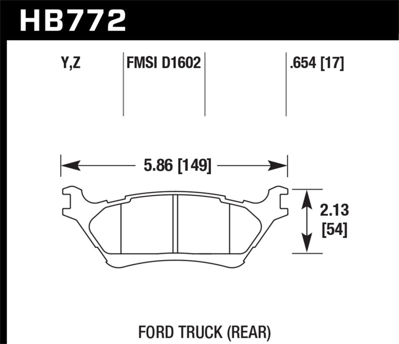 Hawk 12-16 Ford F-150 Performance Ceramic Street Rear Brake Pads - HB772Z.654