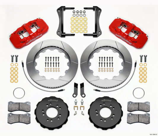 Wilwood AERO6 Front Hat Kit 14.00 Red 2005-2014 Mustang w/ BMR Suspn. w/Lines - 140-13685-R