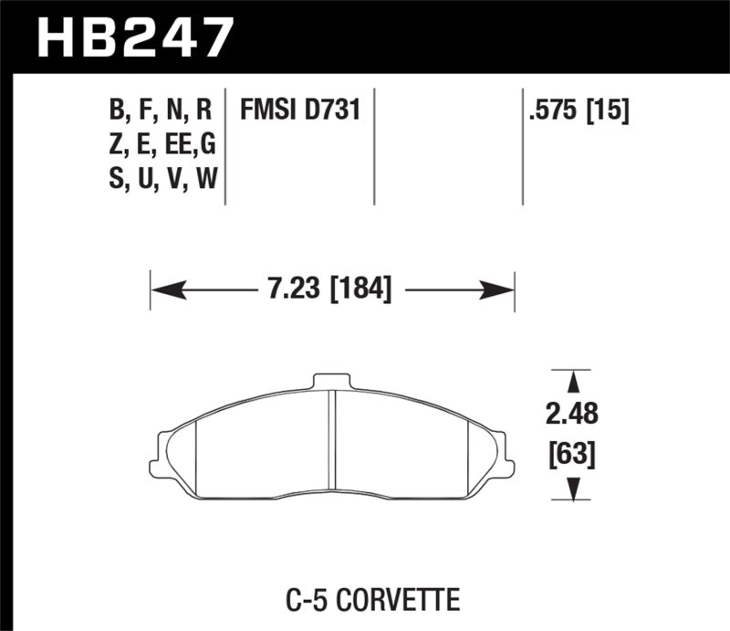 Hawk 97-06 Corvette (incl C5 Z06) Performance Ceramic Street Front Brake Pads - HB247Z.575