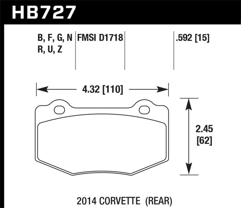 Hawk 15-16 Cadillac XTS / Chevrolet Corvette DTC-70 Front Brake Pads - HB910U.590