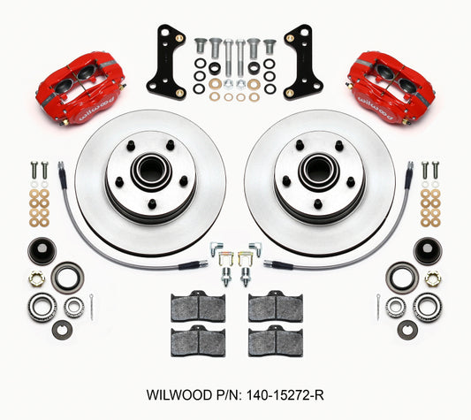 Wilwood Forged Dynalite-M Front Kit 11.00in 1 PC Rotor&Hub Red 67-69 Camaro 64-72 Nova Chevelle - 140-15272-R