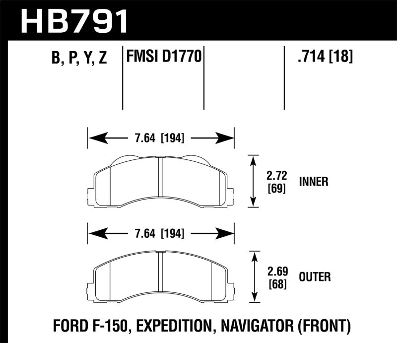 Hawk 14-16 Ford F-150 Front Super Duty Brake Pads - HB791P.714