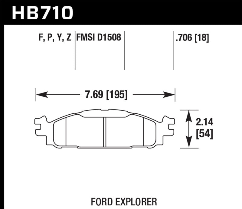 Hawk 11-16 Ford Explorer / 12-16 Ford Flex LTS Street Front Brake Pads - HB710Y.706