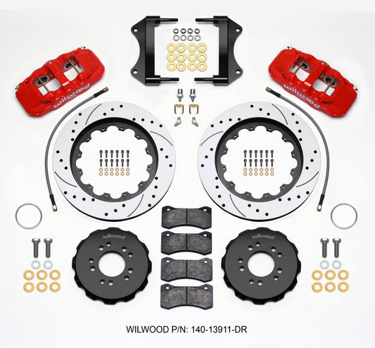 Wilwood AERO6 Front Hat Kit 15.00 Drilled Red 2014-up Corvette C7 w/Lines - 140-13911-DR