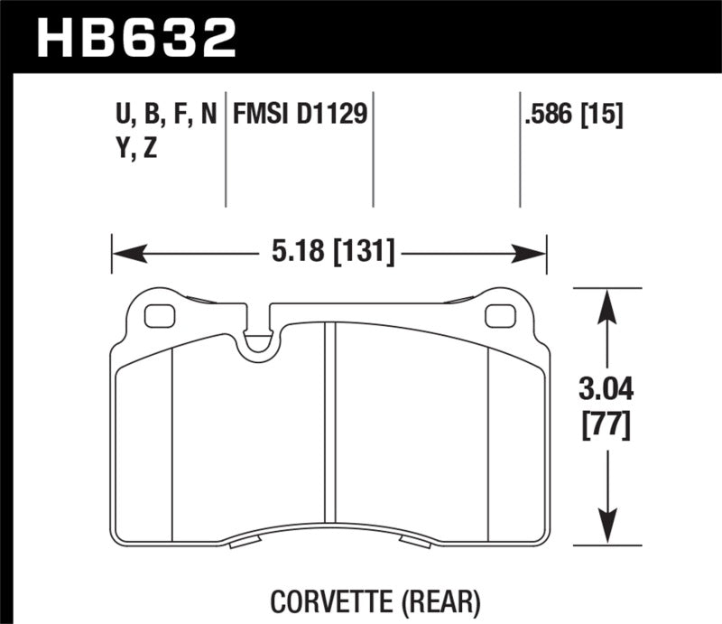 Hawk C6/C7 Z06/ZR1 LTS Street Front Brake Pads - HB632Y.586