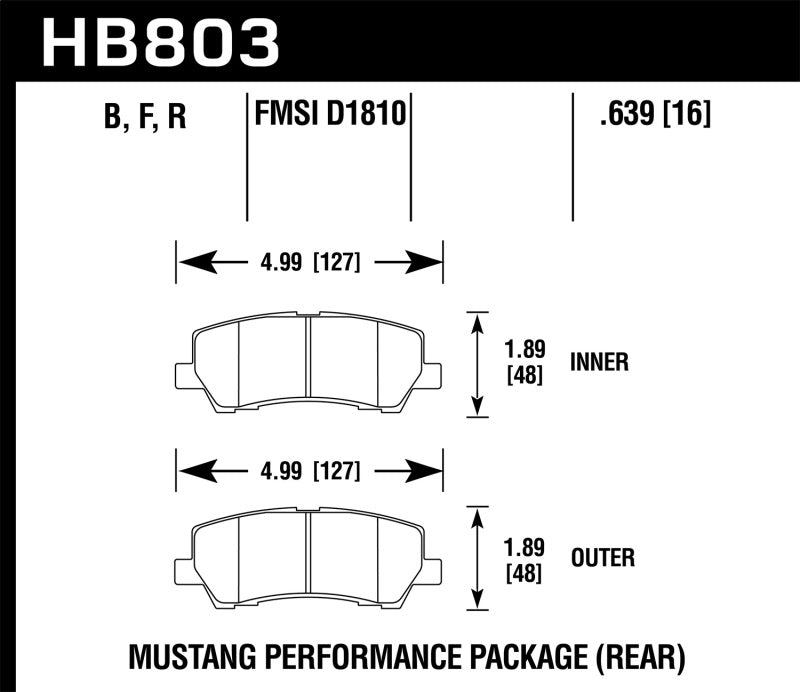 Hawk 15-17 Ford Mustang Performance Ceramic Rear Brake Pads - HB803Z.639
