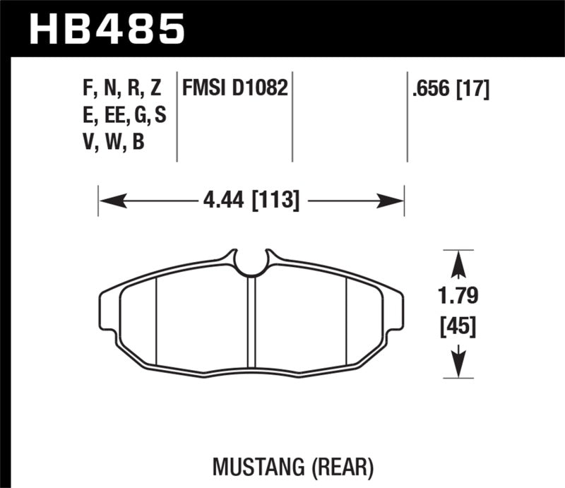 Hawk 05-07 Ford Mustang GT & V6 Performance Ceramic Street Rear Brake Pads - HB485Z.656