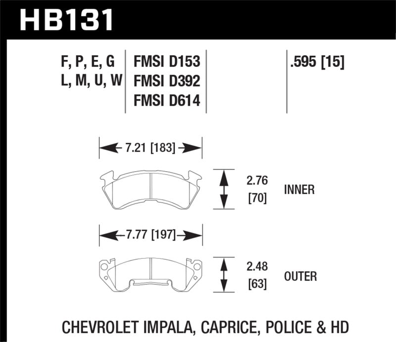 Hawk Chevy C20/R20/C30/R30/C2500/R2500/C3500/F3500 Pickup/Suburban Front DTC-60 Race Brake Pads - HB131G.595