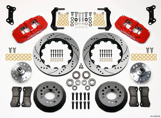 Wilwood AERO6 Front Hub Kit 14.00 Drilled Red 67-69 Camaro 64-72 Nova Chevelle - 140-10920-DR