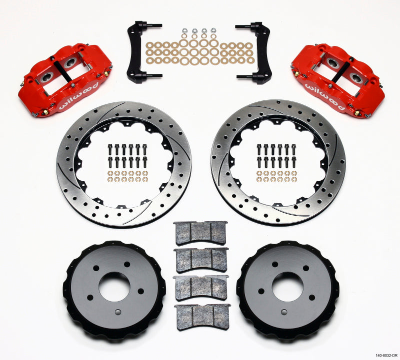 Wilwood Narrow Superlite 4R Rear Kit 12.88in Drilled Red 97-04 Corvette C5/Z06 - 140-8032-DR