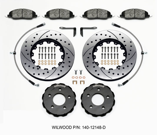 Wilwood Pro-Matrix Front Kit Drilled 05-12 Mustang GT (2pc Hat/Rtr) - 140-12148-D