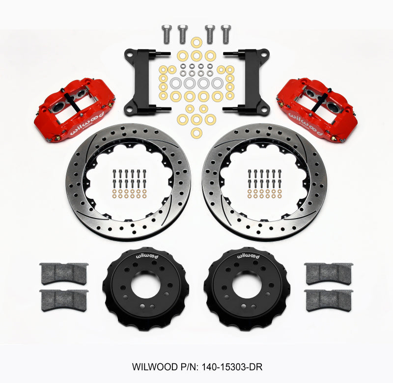 Wilwood Narrow Superlite 6R Front Hat Kit 13.06 Drilled Red 63-87 C10 w/ Wilwood Pro Spindles - 140-15303-DR