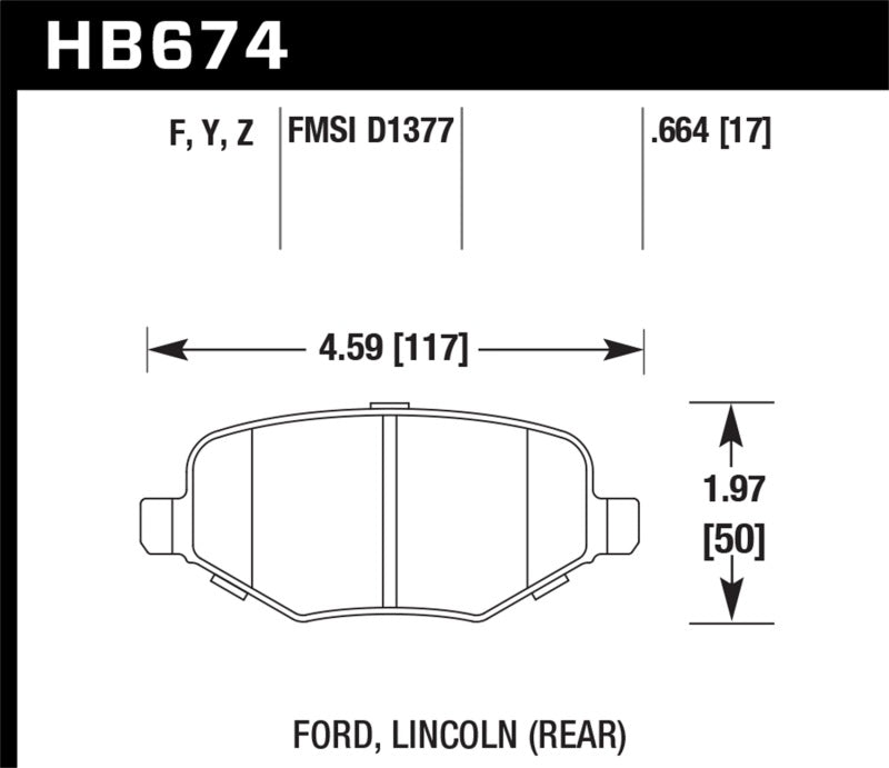 Hawk Ford Edge/Explorer/Flex/Taurus/ Lincoln MKS/MKT/MKX HPS Rear Brake Pads - HB674F.664