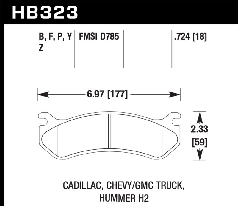 Hawk Chevy / GMC Truck / Hummer HPS Street Rear Brake Pads - HB323F.724